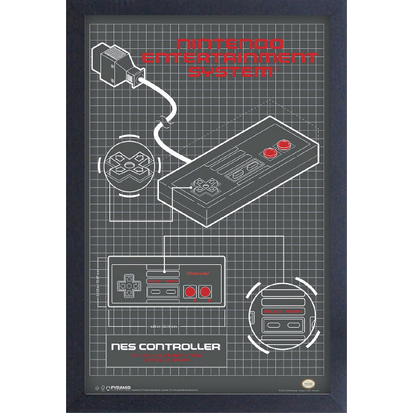 Nintendo Controller Diagram Framed Print