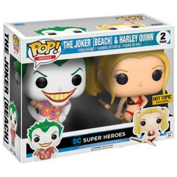 Funko Pop DC Super Heroes - The Joker (Beach) & Harley Quinn Hot Topic EX (2pk)