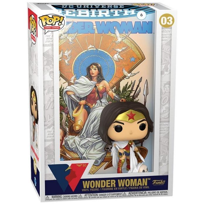 Funko Pop Comic Cover w/ Protector - DC Comics 80th Anniversary Wonder Woman Rebirth on Throne